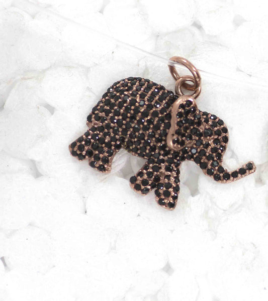 Elephant Black Spinal Charm, Pave Black Spinal ,Approx 1.04''( 26 x 16 mm) Oxidized ,Black Spinel
