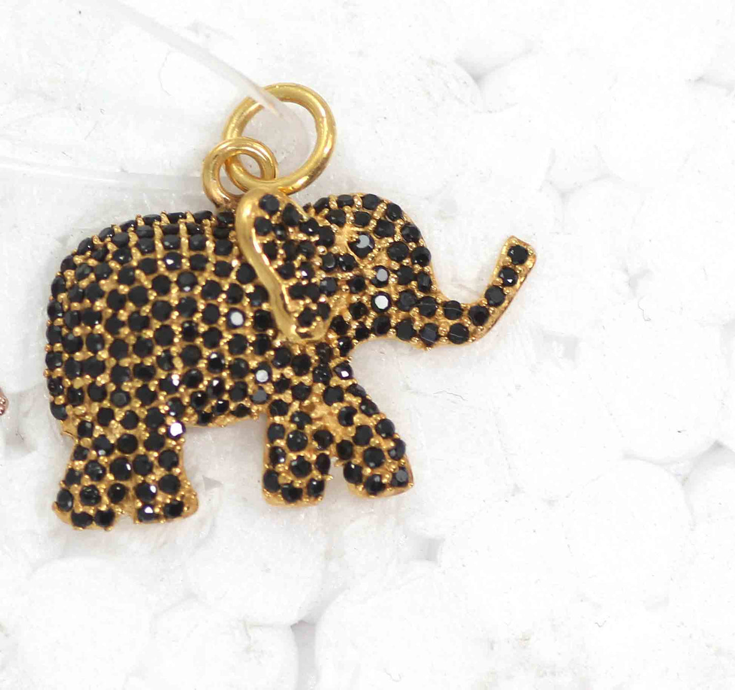 Elephant Black Spinal Charm, Pave Black Spinal ,Approx 1.04''( 26 x 16 mm) Oxidized ,Black Spinel