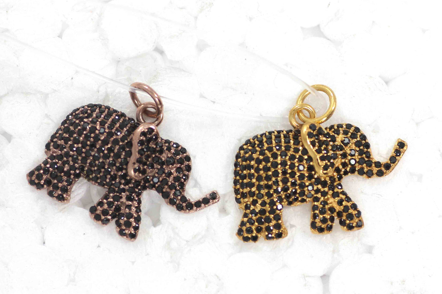Elephant Black Spinal Charm, Pave Black Spinal ,Approx 1.04''( 26 x 16 mm) Oxidized ,Black Spinel