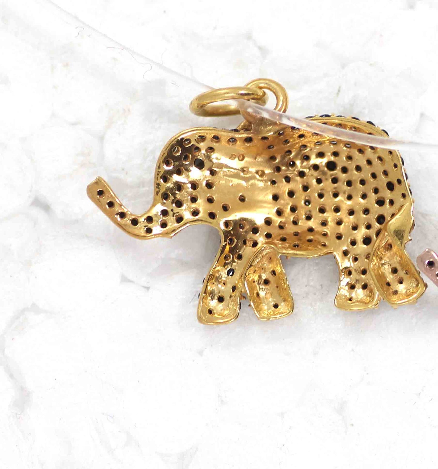 Elephant Black Spinal Charm, Pave Black Spinal ,Approx 1.04''( 26 x 16 mm) Oxidized ,Black Spinel