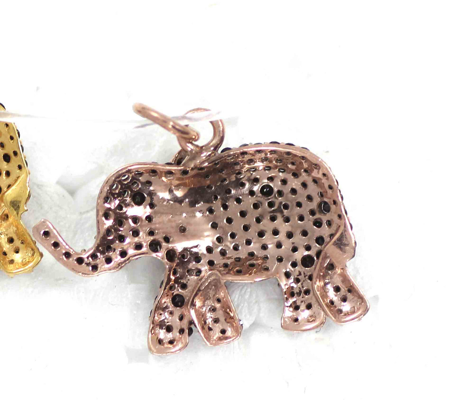 Elephant Black Spinal Charm, Pave Black Spinal ,Approx 1.04''( 26 x 16 mm) Oxidized ,Black Spinel