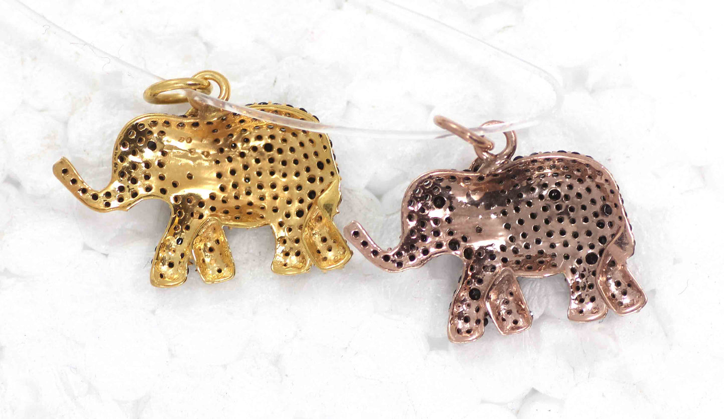 Elephant Black Spinal Charm, Pave Black Spinal ,Approx 1.04''( 26 x 16 mm) Oxidized ,Black Spinel