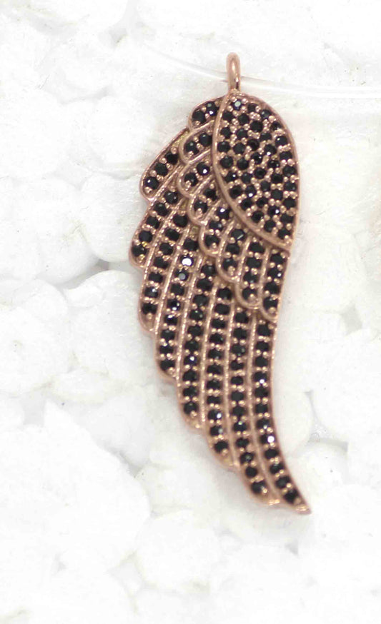 Wings Black Spinel Charm