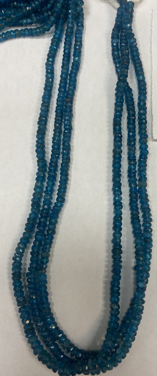 Apatite, Neon Apatite Faceted Rondelle 3-4MM