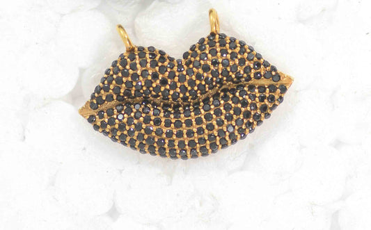 Lips Shape Black Spinel Charm