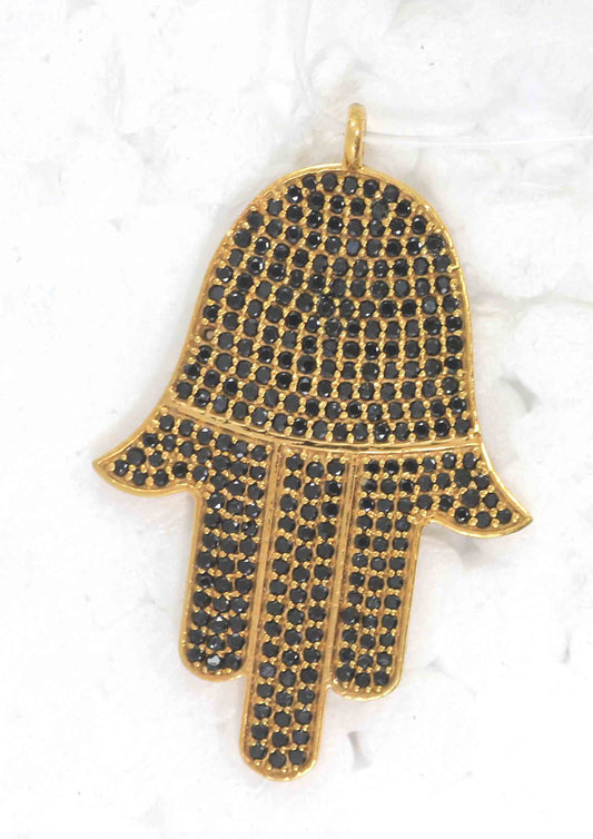Hamsa Hand Black Spinel Charm
