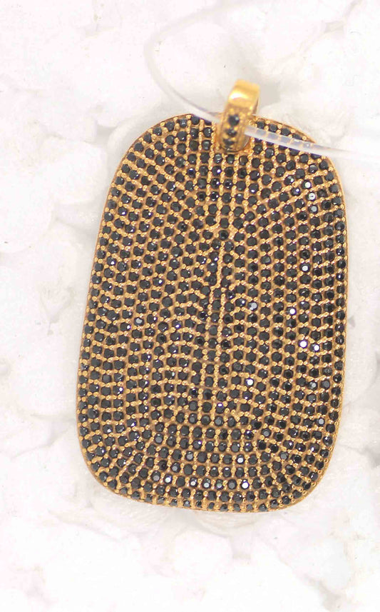 Dog Tag Black Spinel Charm