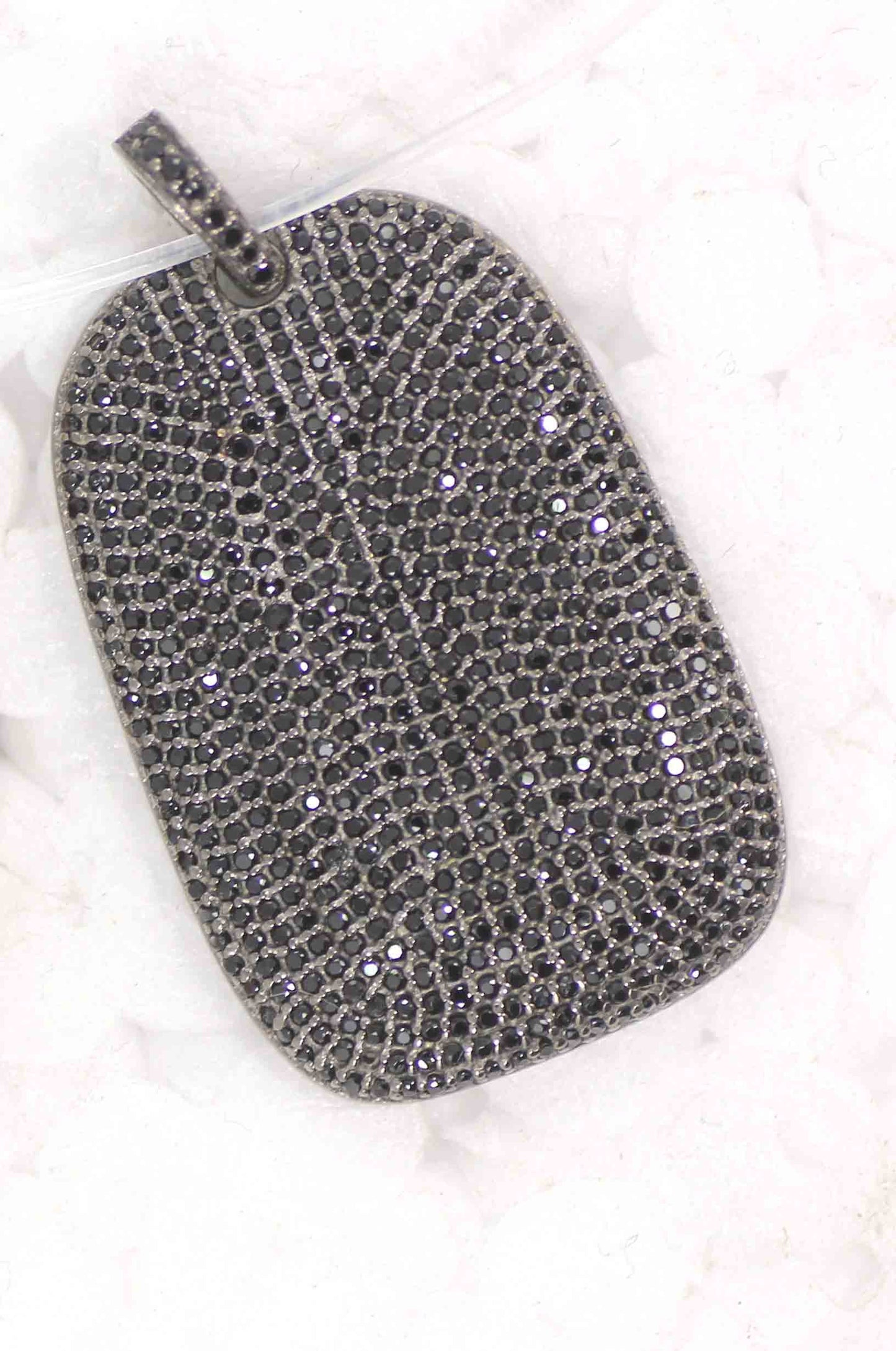 Dog Tag Black Spinel Charm