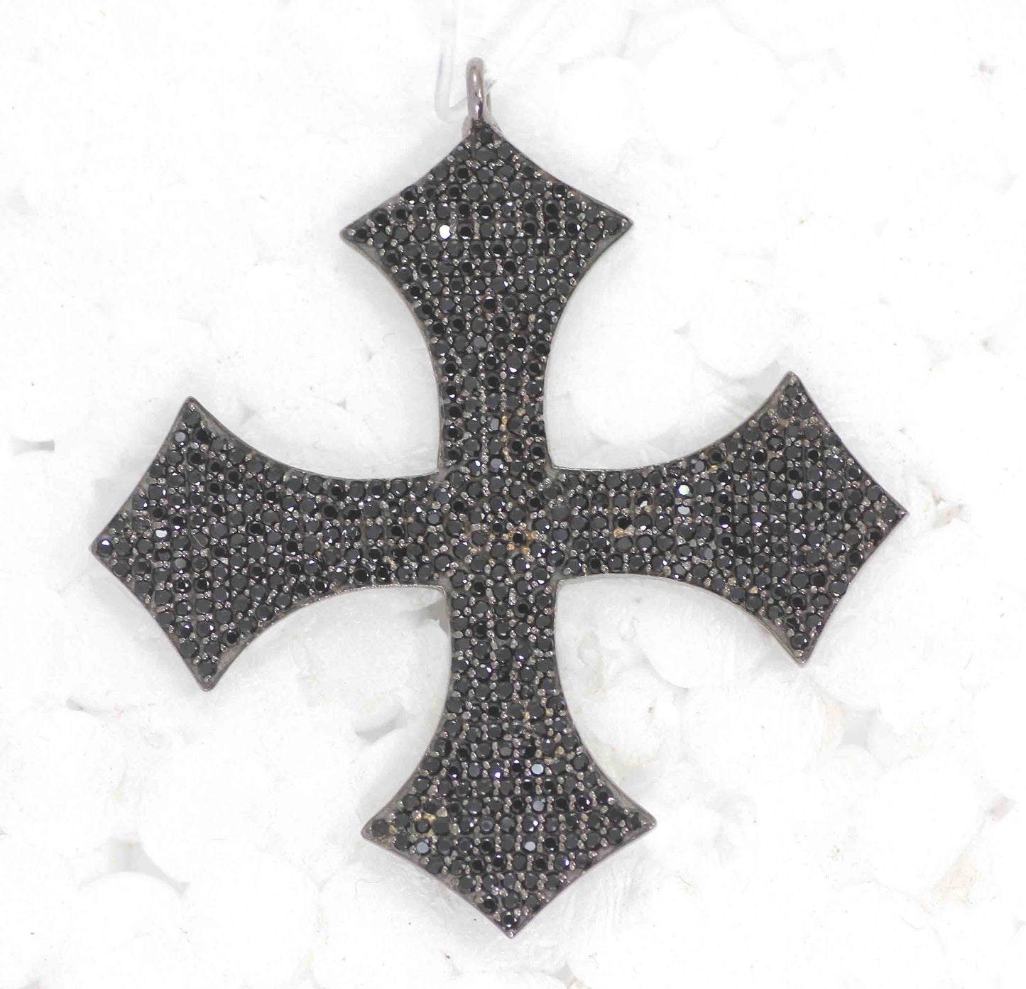 Cross Black Spinel Charm