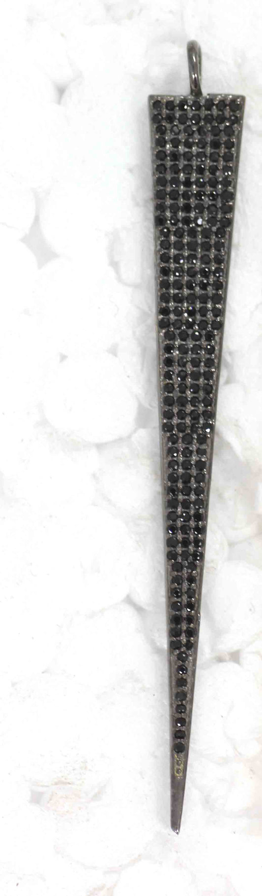 Spike Black Spinal Charm, Pave Black Spinal ,Approx 1.80''( 45 mm) Oxidized ,Black Spinel