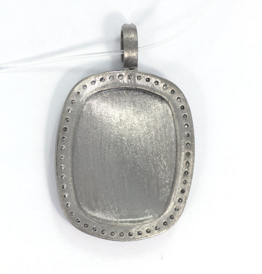 Silver Pave Diamond Pendant .925 Oxidized Sterling Silver Diamond Pendant, Genuine handmade pave diamond Pendant Size 28x30 MM