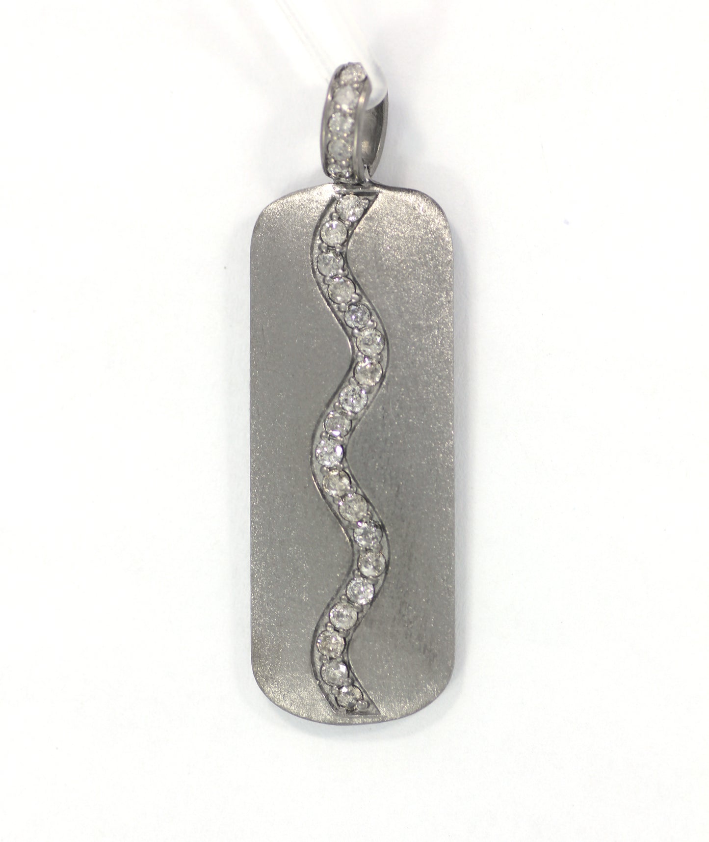 Rectangle shape Silver Pave Diamond Pendant