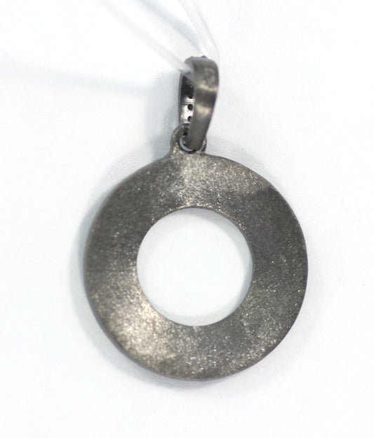 Silver Pave Diamond Pendant .925 Oxidized Sterling Silver Diamond Pendant, Genuine handmade pave diamond Pendant Size 25 MM
