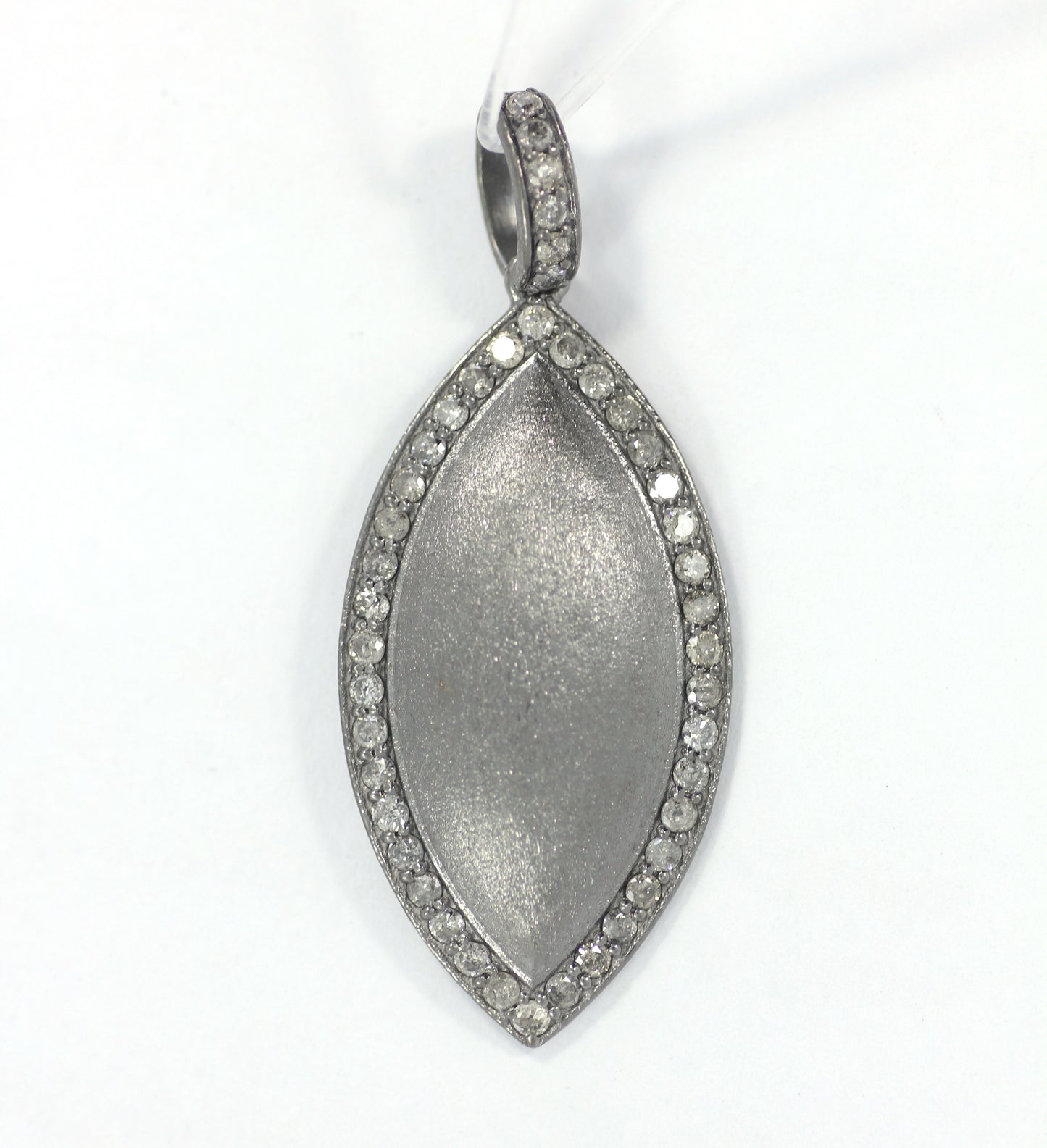 Silver Pave Diamond Pendant .925 Oxidized Sterling Silver Diamond Pendant, Genuine handmade pave diamond Pendant Size 35x25 MM