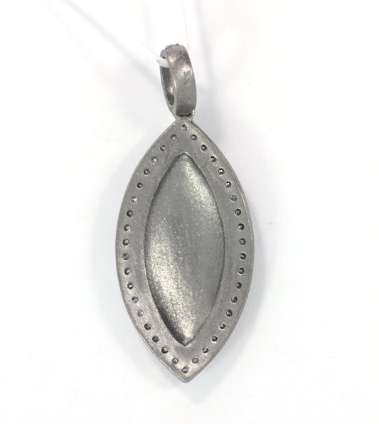 Silver Pave Diamond Pendant .925 Oxidized Sterling Silver Diamond Pendant, Genuine handmade pave diamond Pendant Size 35x25 MM