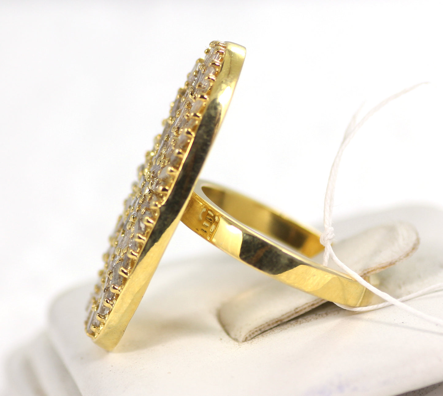 Oval Pave Tapered Baguette Diamond Ring .925 Oxidized Sterling Silver Diamond Ring, Genuine handmade pave diamond Ring Size Approx 1.60"(40 x 15 MM)