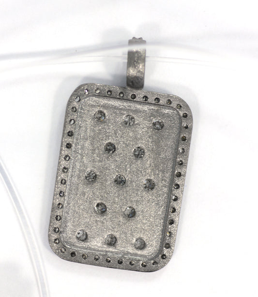Rectangle shape Silver Pave Diamond Pendant