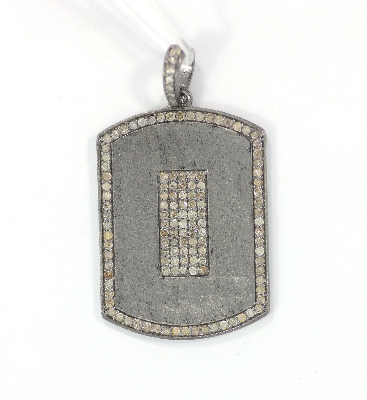 Silver Pave Diamond Pendant .925 Oxidized Sterling Silver Diamond Pendant, Genuine handmade pave diamond Pendant Size 25x35 MM
