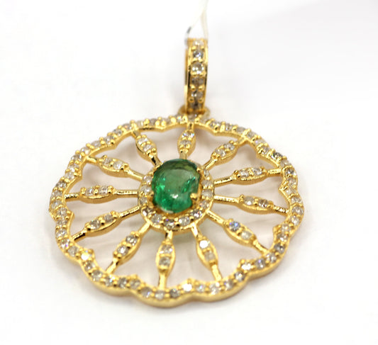 Flower Shape 14k Solid Gold Diamond Pendants.