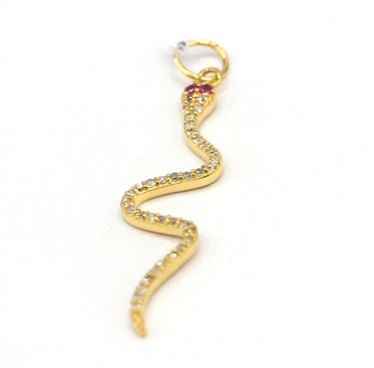Snake Shape 14k Solid Gold Diamond Pendants.