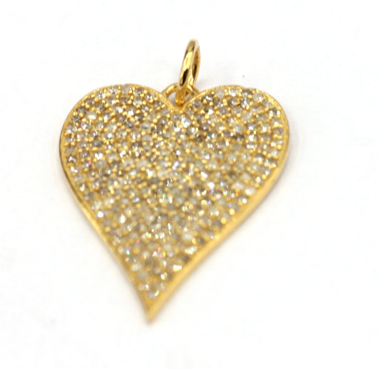 Heart Shape 14k Solid Gold Diamond Pendants.