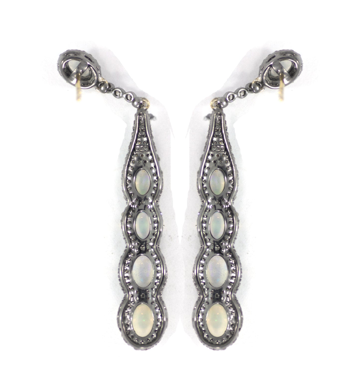 Opal Diamond Silver Earring