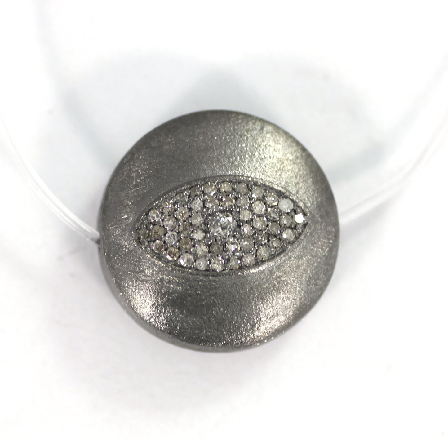 Roundel Diamond Bead .925 Oxidized Sterling Silver Diamond Beads, Genuine handmade pave diamond Beads Size Approx 18x8 MM