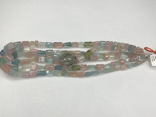 Aquamarine Multi Color Beads Faceted Tube