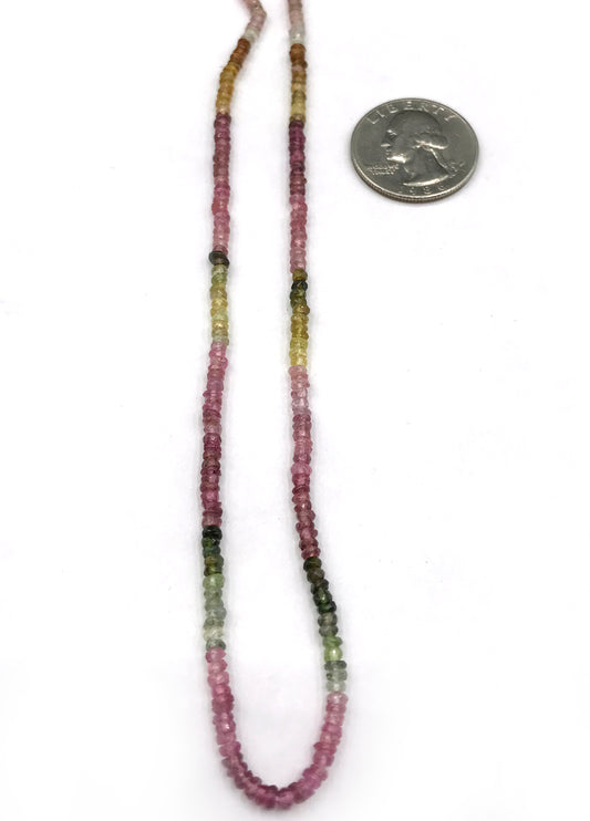Tourmaline, Multi tourmaline Roundel Beads Facetted 3 mm