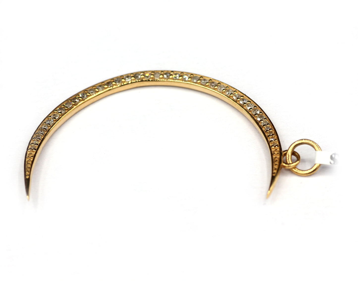 Crescent Moon Shape 14k Solid Gold Diamond Pendants. Genuine handmade pave diamond Pendant.14k Solid Gold Diamond Pendants.