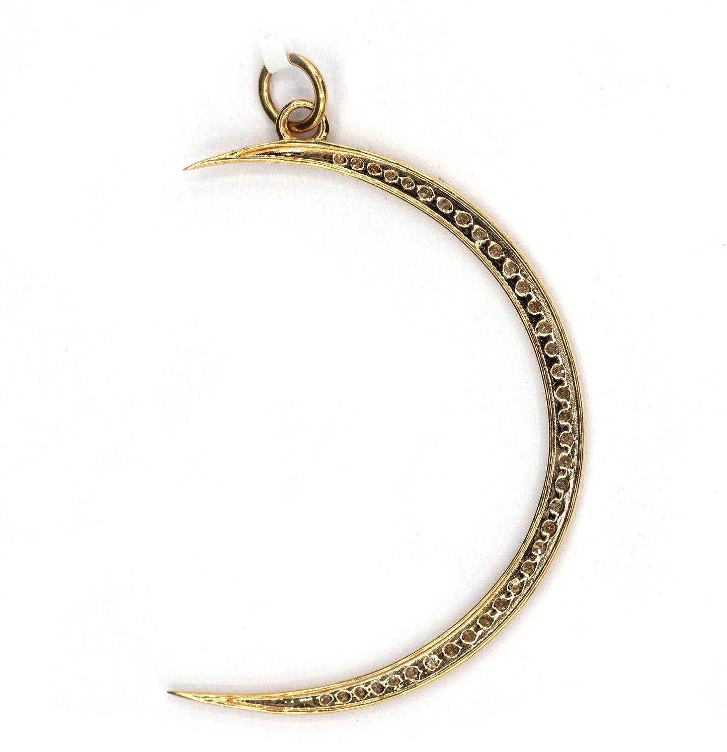 Crescent Moon Shape 14k Solid Gold Diamond Pendants. Genuine handmade pave diamond Pendant.14k Solid Gold Diamond Pendants.