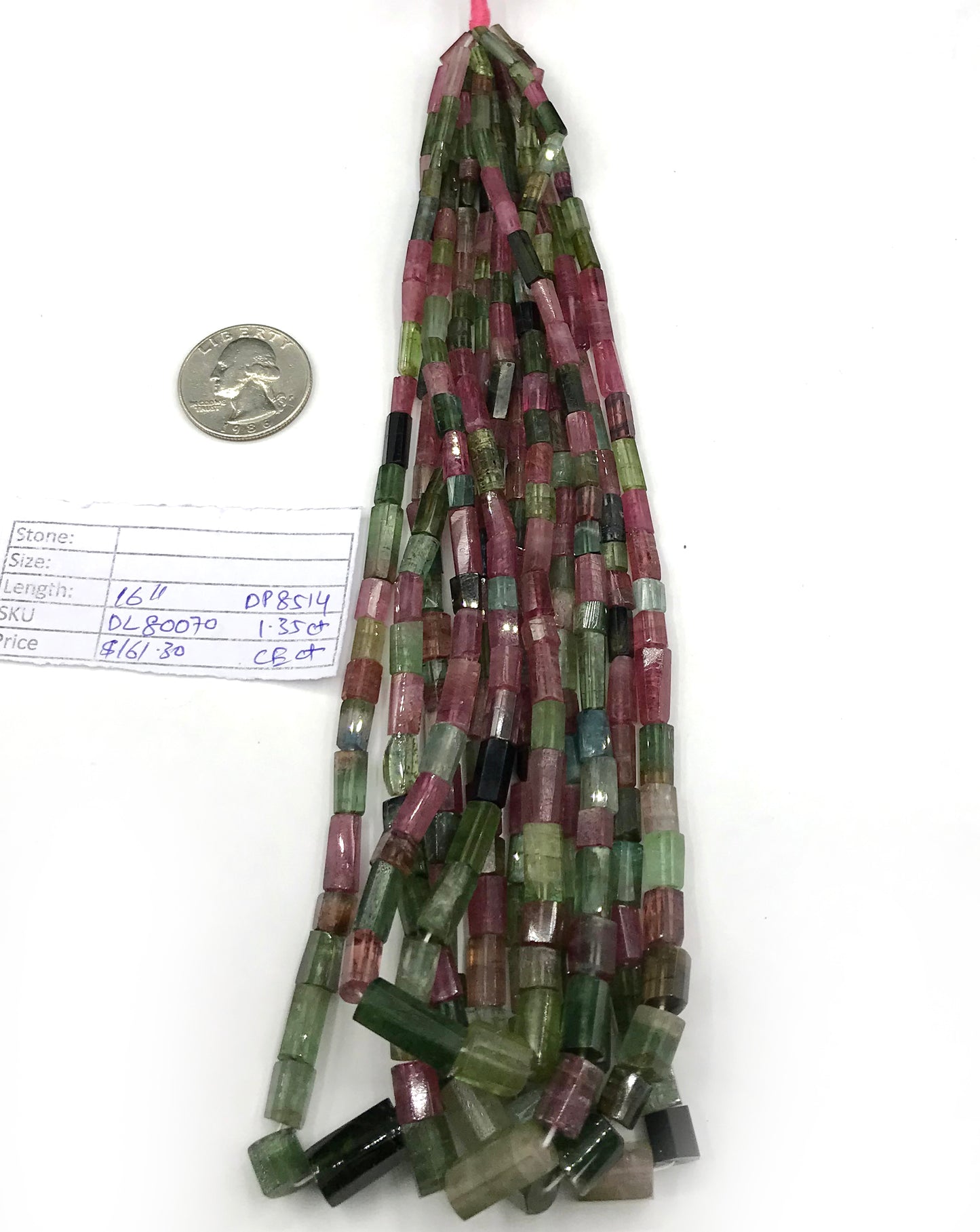 Tourmaline, Multi tourmaline Beads faceted Tube .