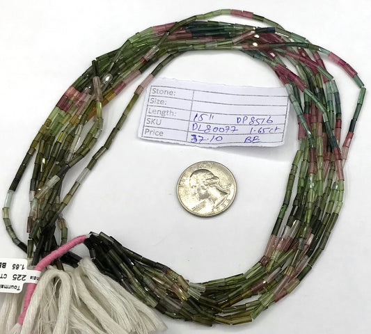 Tourmaline, Multi tourmaline Beads faceted Tube