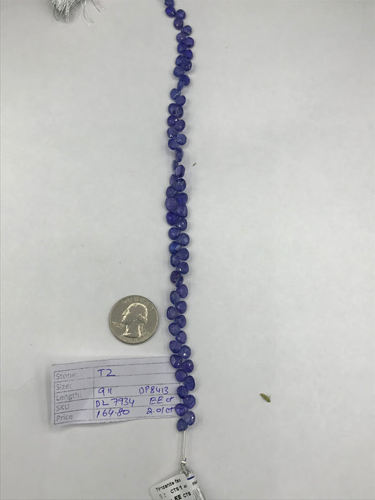 Tanzanite faceted Drop Shape Beads