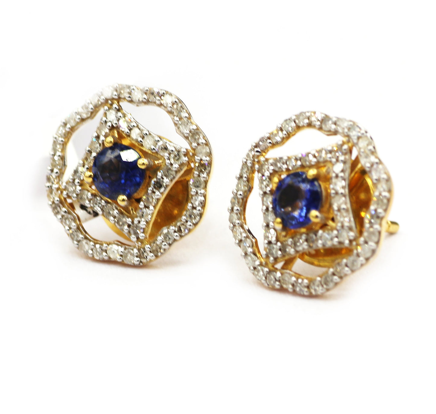14k Solid Gold Diamond Stud Earring. Genuine handmade pave diamond Earring. 14k Solid Gold Diamond Earring..