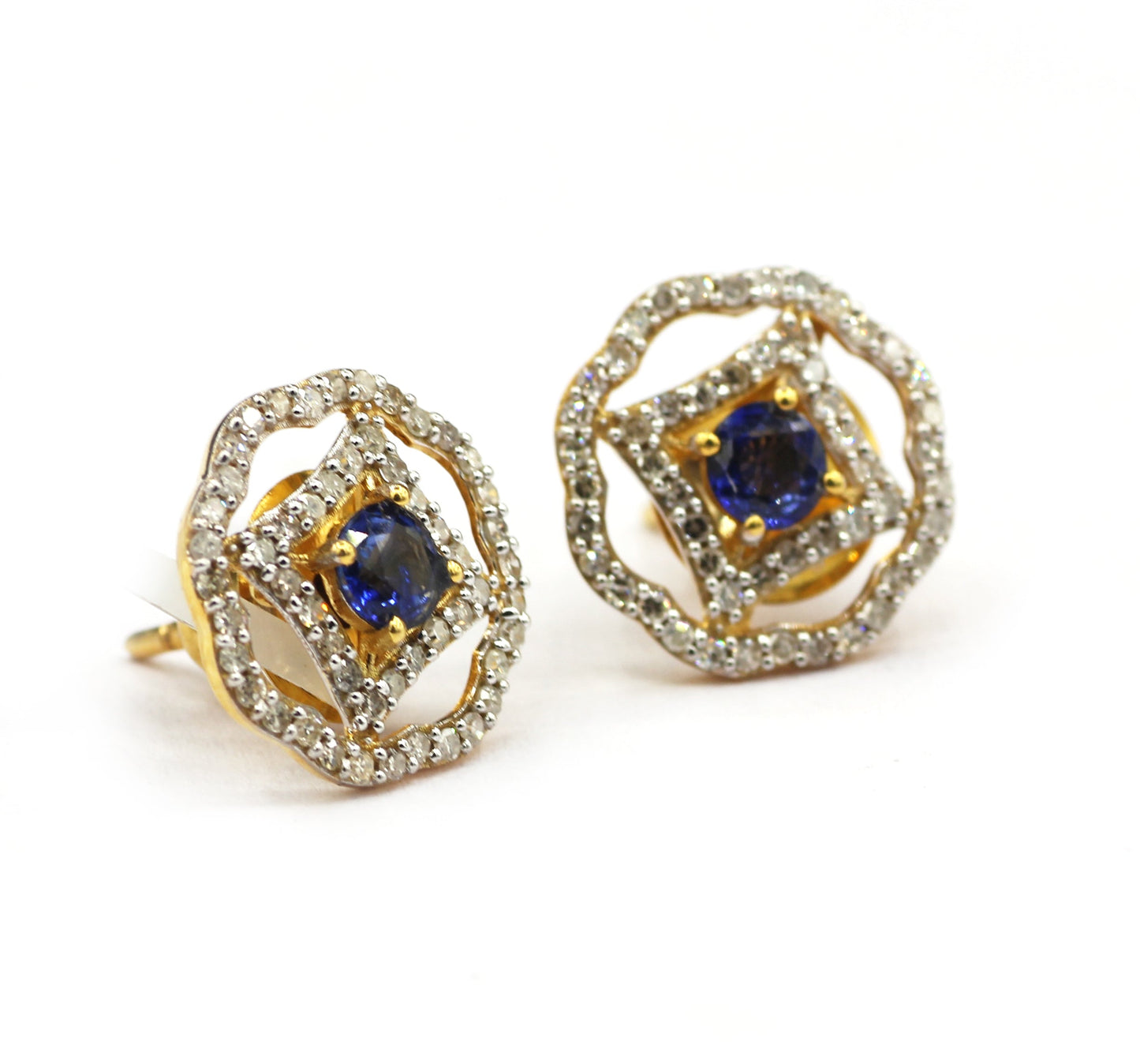 14k Solid Gold Diamond Stud Earring. Genuine handmade pave diamond Earring. 14k Solid Gold Diamond Earring..