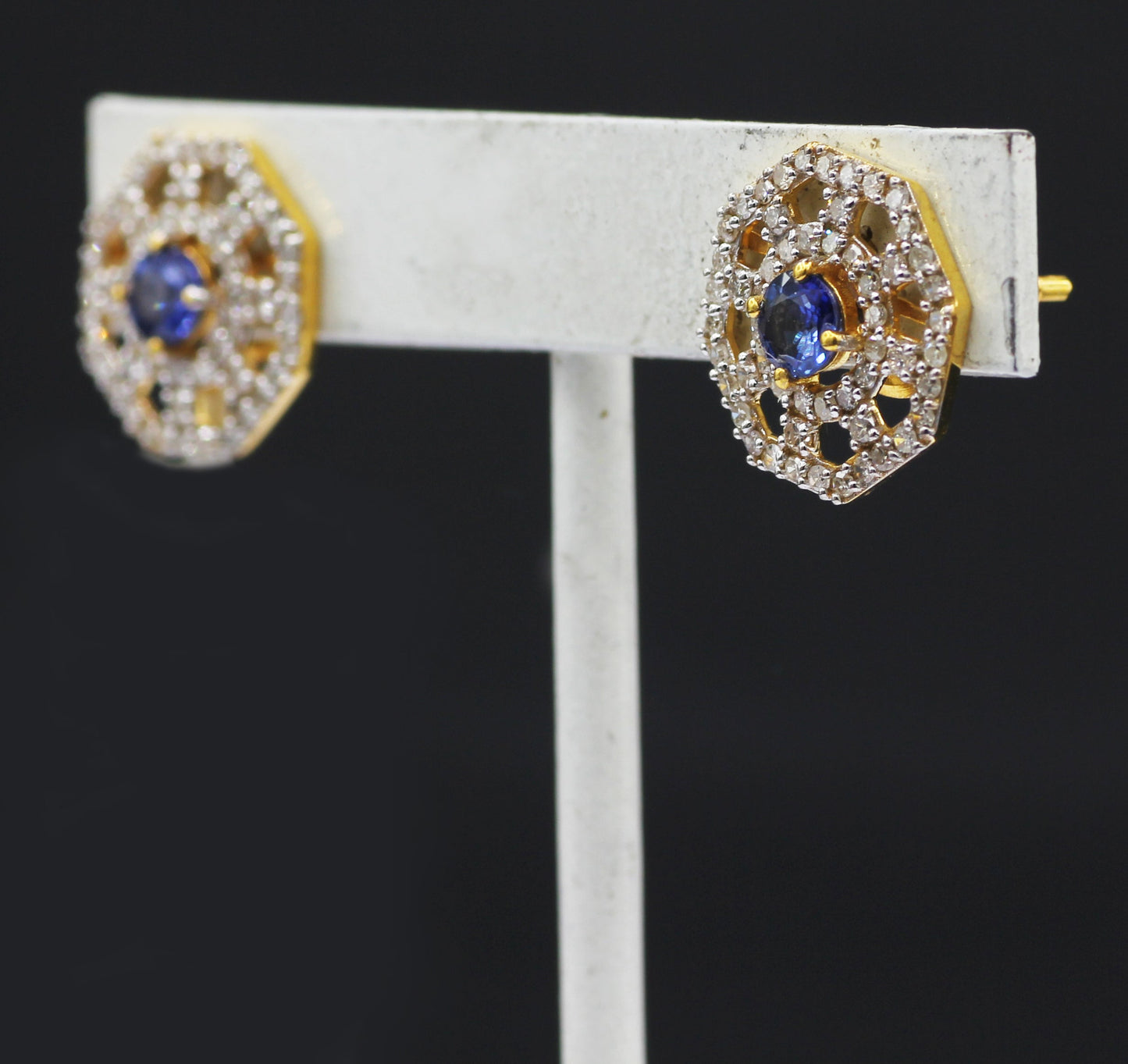 14k Solid Gold Diamond Stud Earring. Genuine handmade pave diamond Earring. 14k Solid Gold Diamond Earring..