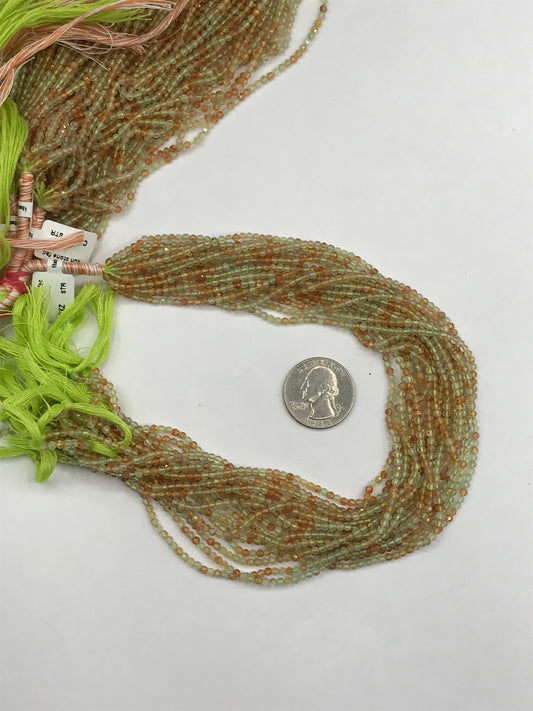 SUN STONE BEADS ROUND FACETED 3-4MM