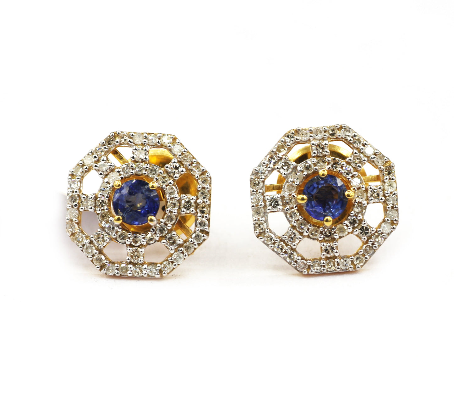 14k Solid Gold Diamond Stud Earring. Genuine handmade pave diamond Earring. 14k Solid Gold Diamond Earring..