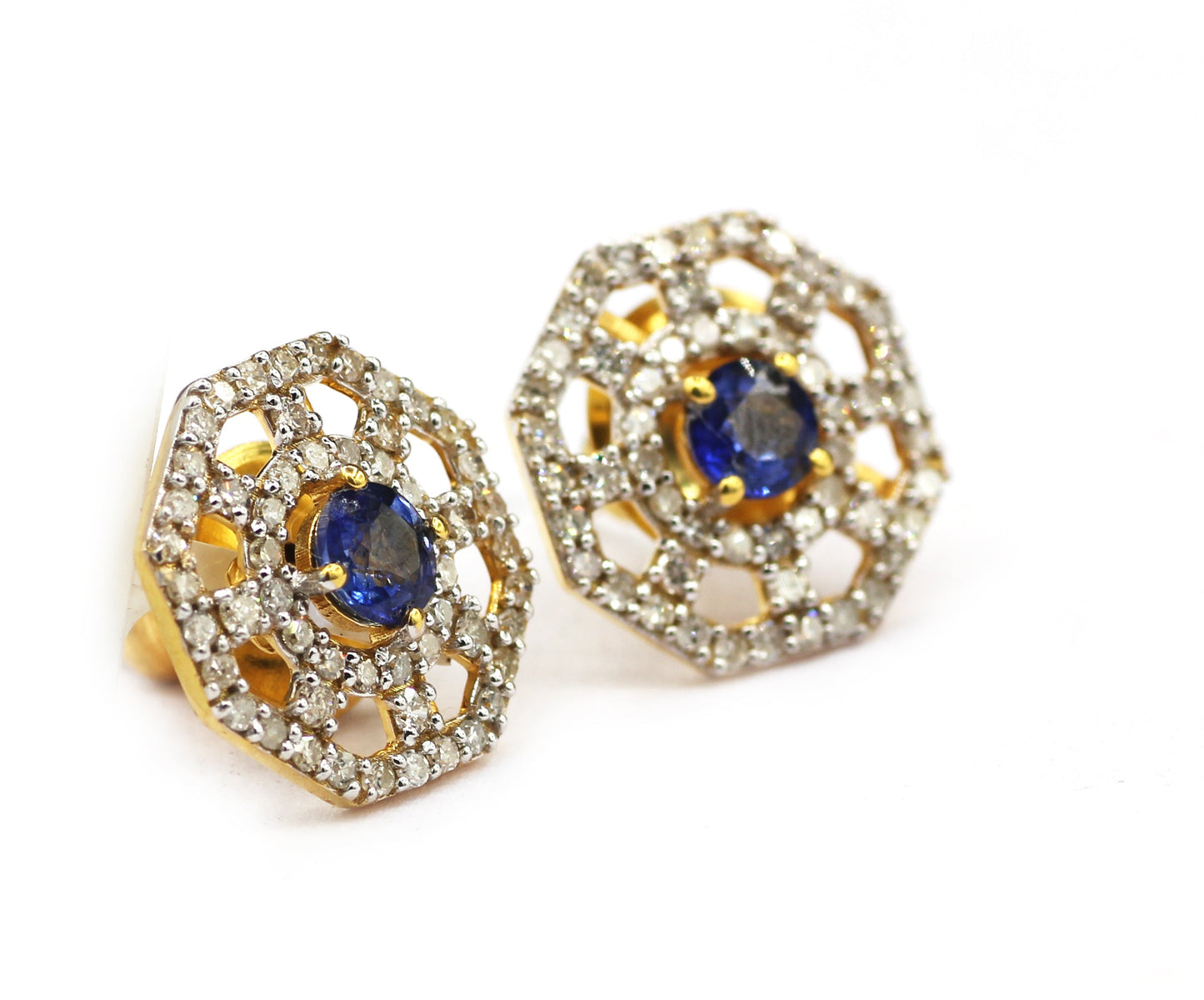 14k Solid Gold Diamond Stud Earring. Genuine handmade pave diamond Earring. 14k Solid Gold Diamond Earring..