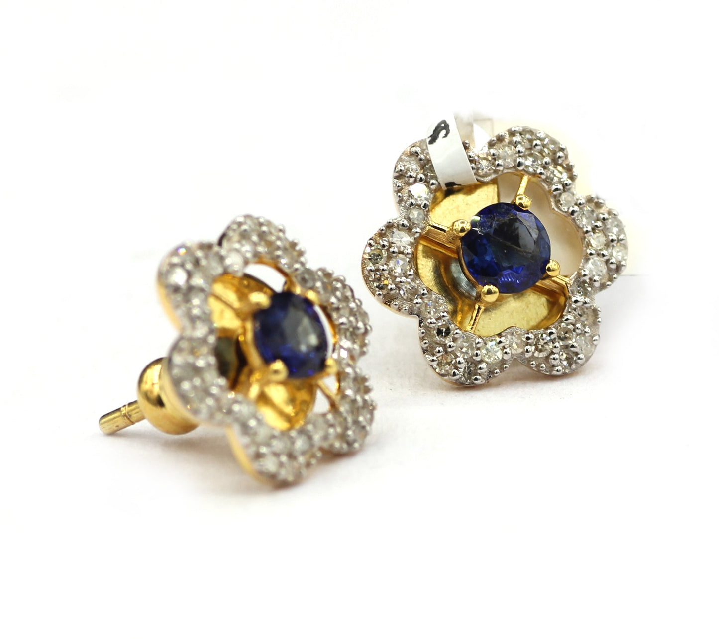 14k Solid Gold Diamond Stud Earring. Genuine handmade pave diamond Earring. 14k Solid Gold Diamond Earring..