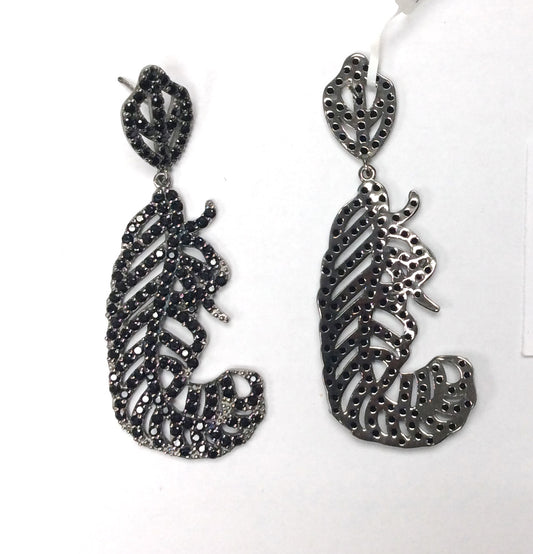 Black Spinel Silver Earring