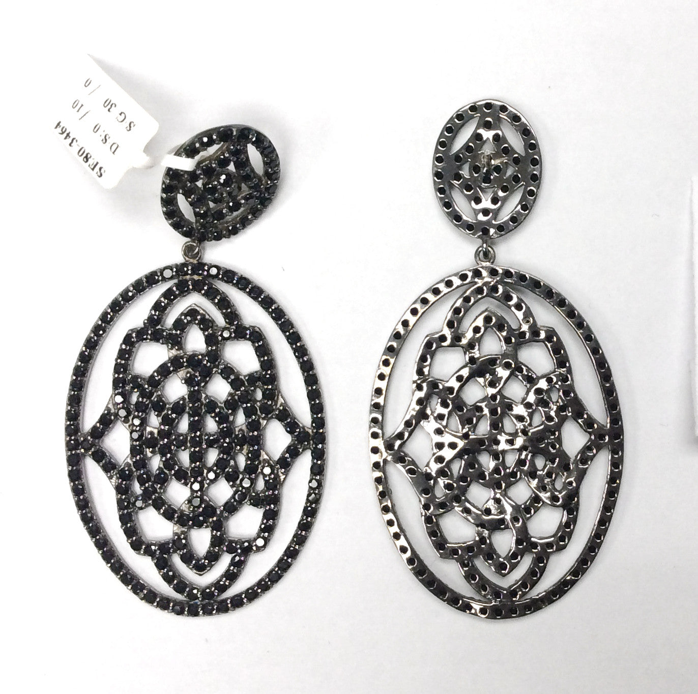 Black Spinel Silver Earring