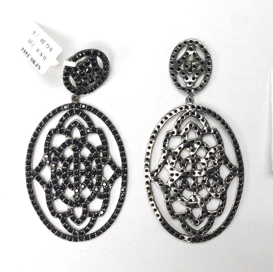 Black Spinel Silver Earring