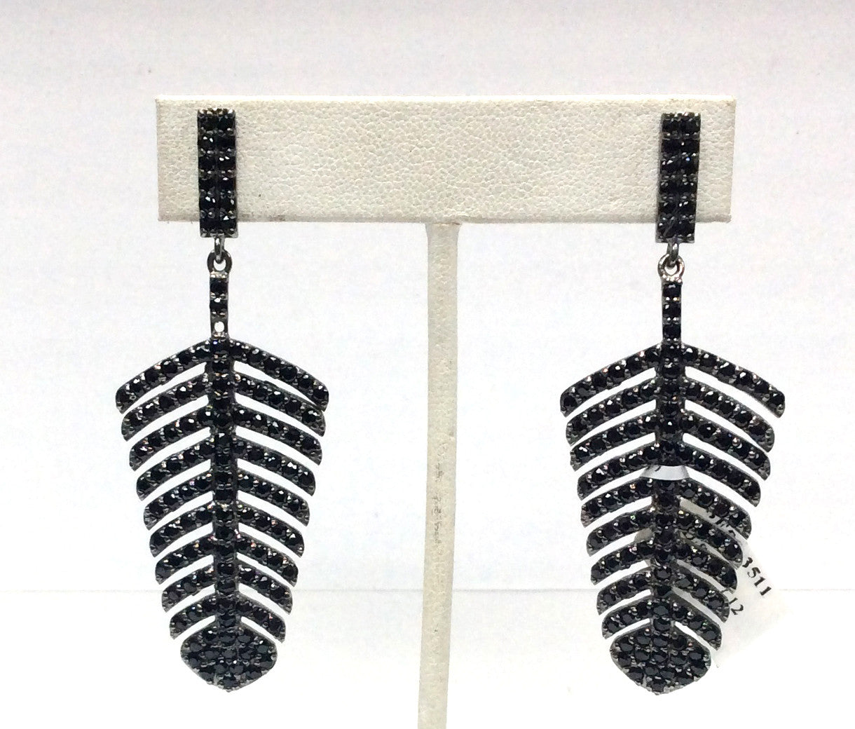 Black Spinel Silver Earring .925 Oxidized Sterling Silver Black Spinal Earring, Genuine handmade pave Black Spinal Earring Size (25x68 MM )