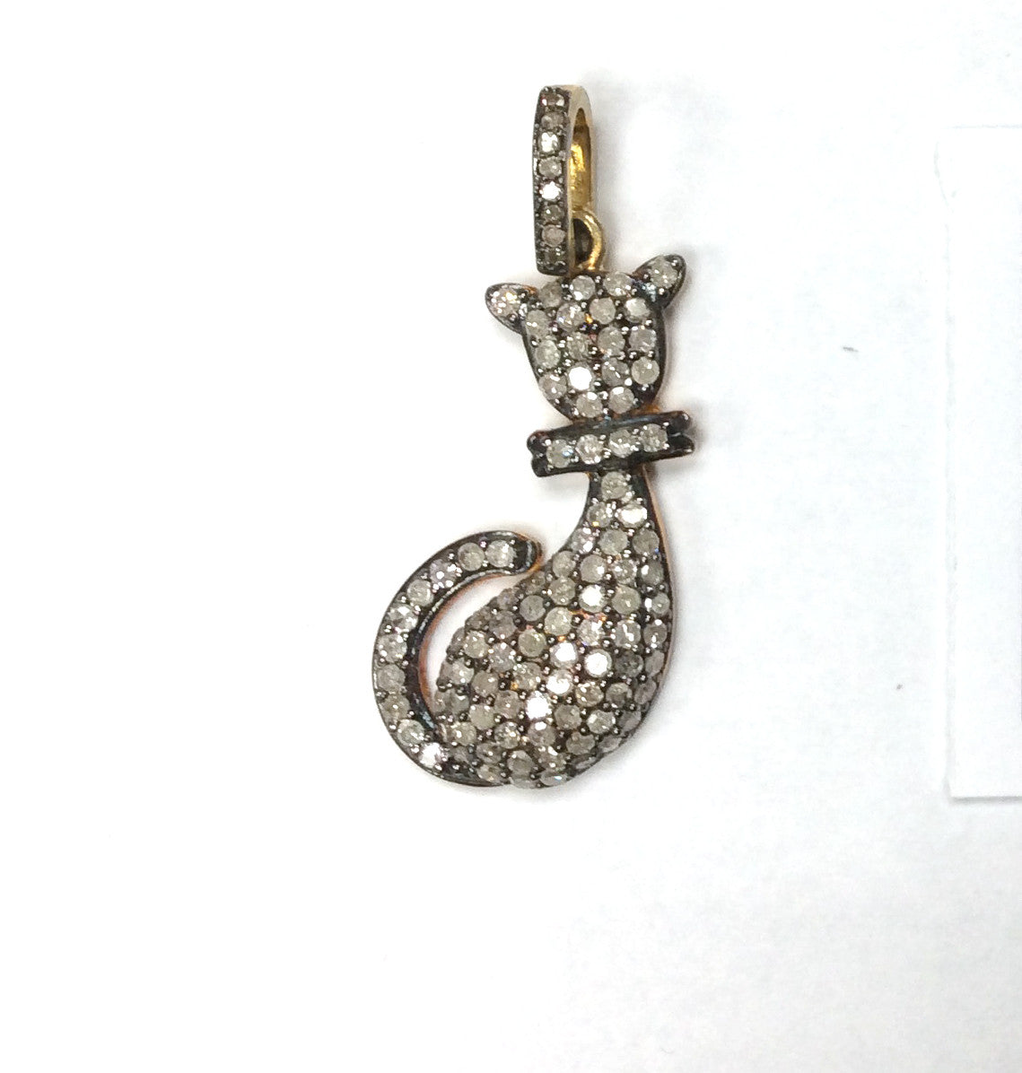 Cat Shape Pave Diamond Charm