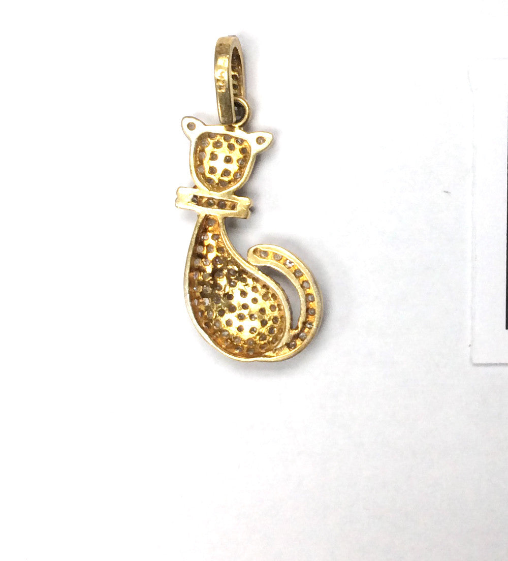 Cat Shape Pave Diamond Charm