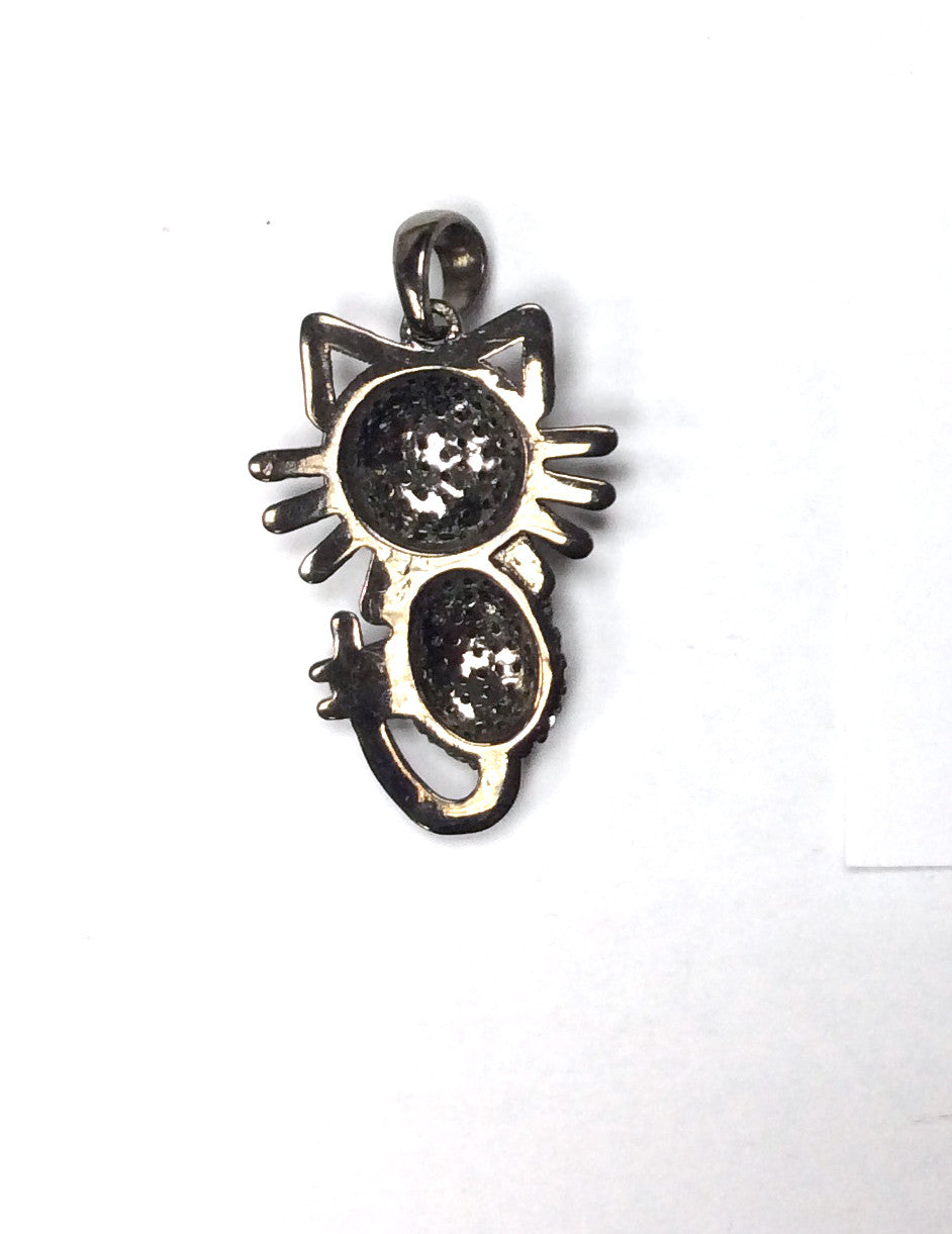 Cat Shape Pave Diamond Charm