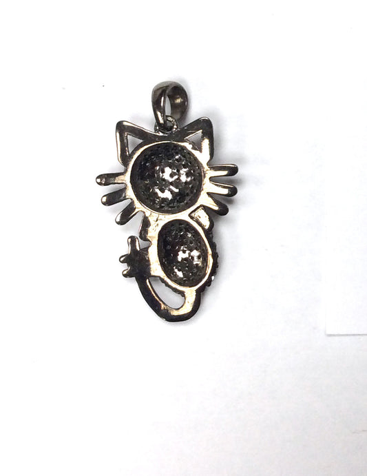 Cat Shape Pave Diamond Charm