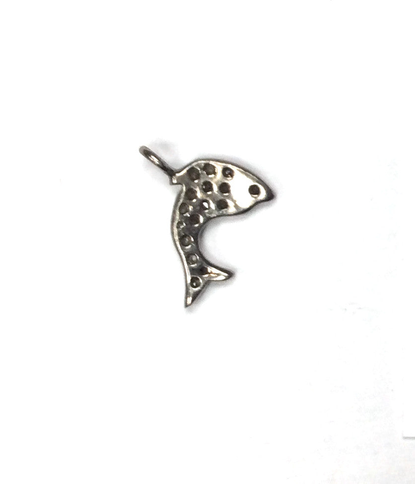 Fish Shape Pave Diamond Charm